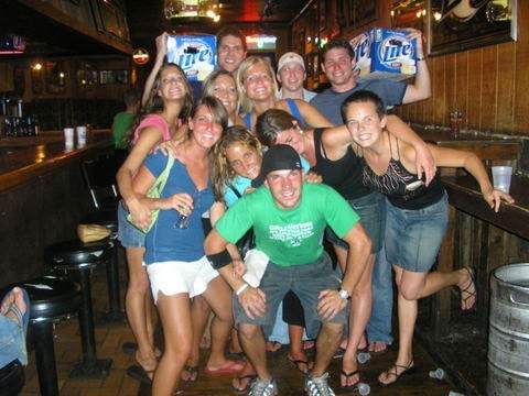 photo of bartender with friends in The CI in 2005